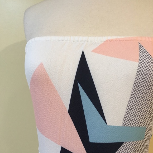 Strapless Stretchy Geometric Print Romper - Picture 5 of 6